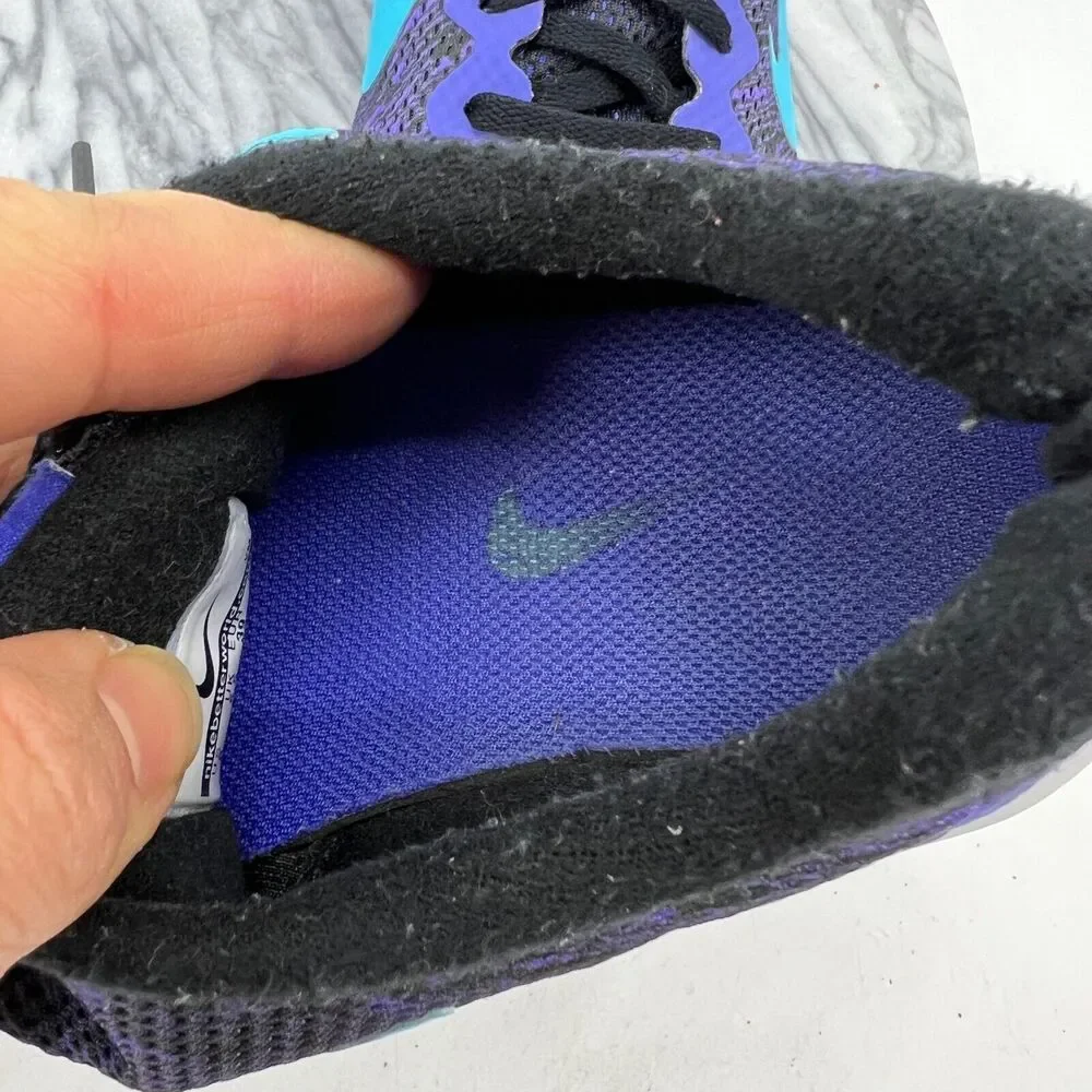 Nike Womens 8 Shoes Flex RN 4 Black Blue Athletic Sneakers Lace Up 749177-020